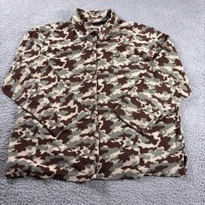Gander Mountain Camo Button Fleece Shirt Mens L Pocket Hunting Guide Series